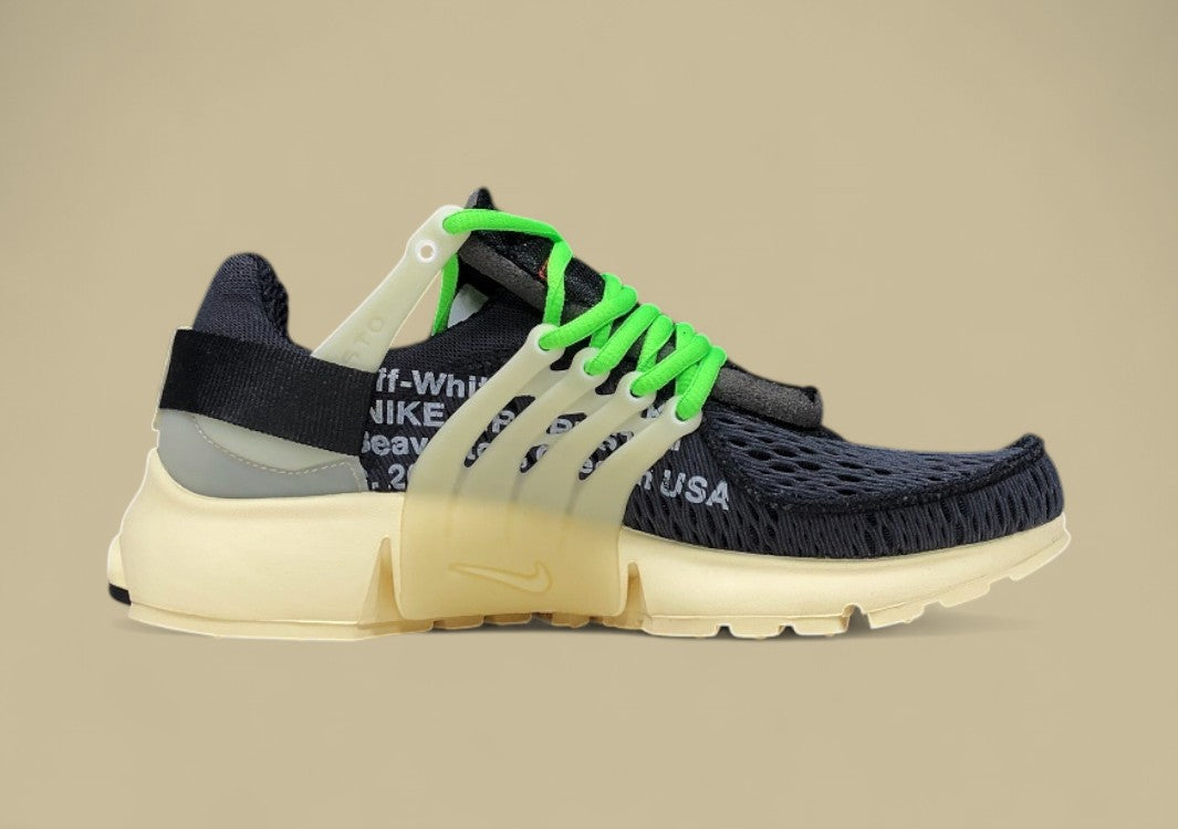 PK Air Presto x Off-White Black Muslin Green Laces Replica