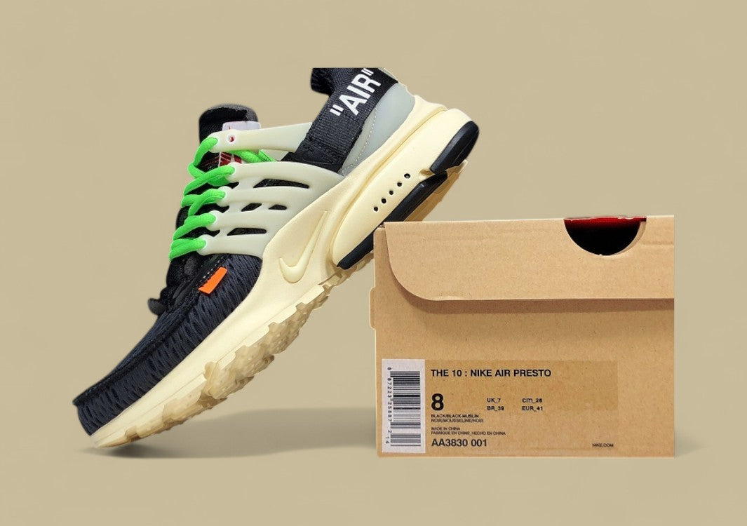 PK Air Presto x Off-White Black Muslin Green Laces Replica