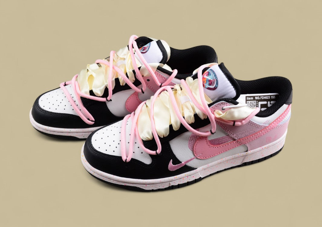 Nike Dunk Low "Multi Color Vitality" Pink Custom Triple Swoosh Deconstructed Sneakers