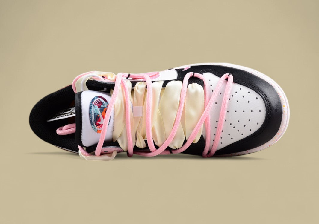 Nike Dunk Low "Multi Color Vitality" Pink Custom Triple Swoosh Deconstructed Sneakers