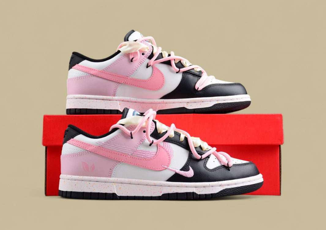 Nike Dunk Low "Multi Color Vitality" Pink Custom Triple Swoosh Deconstructed Sneakers