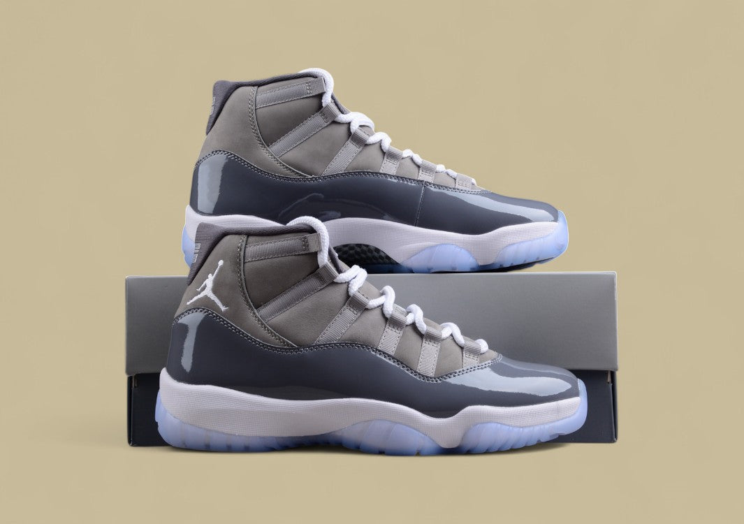 R45 Top Original Joe 11 Retro Basketball Shoes Gray And White Cool Gray