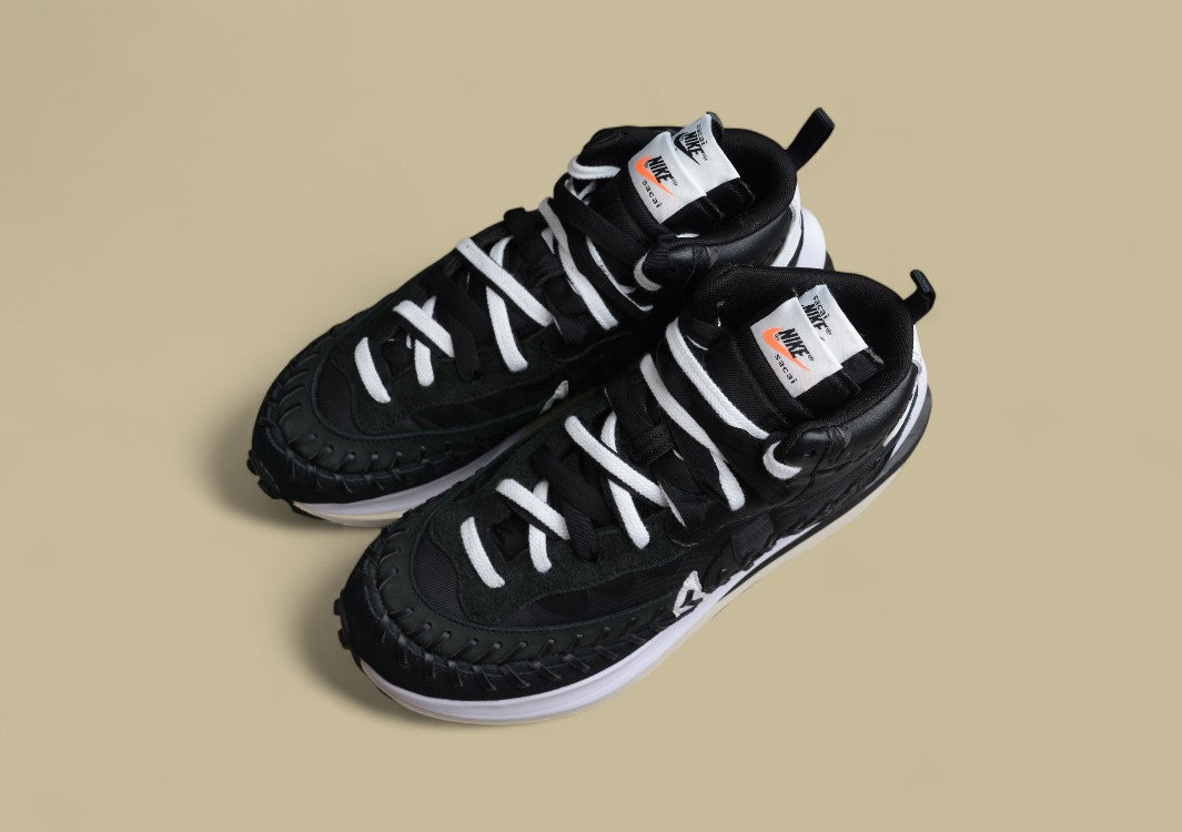 Sacai Jean Paul Gaultier NK VaporWaffle Triple Collab Black White Stitch