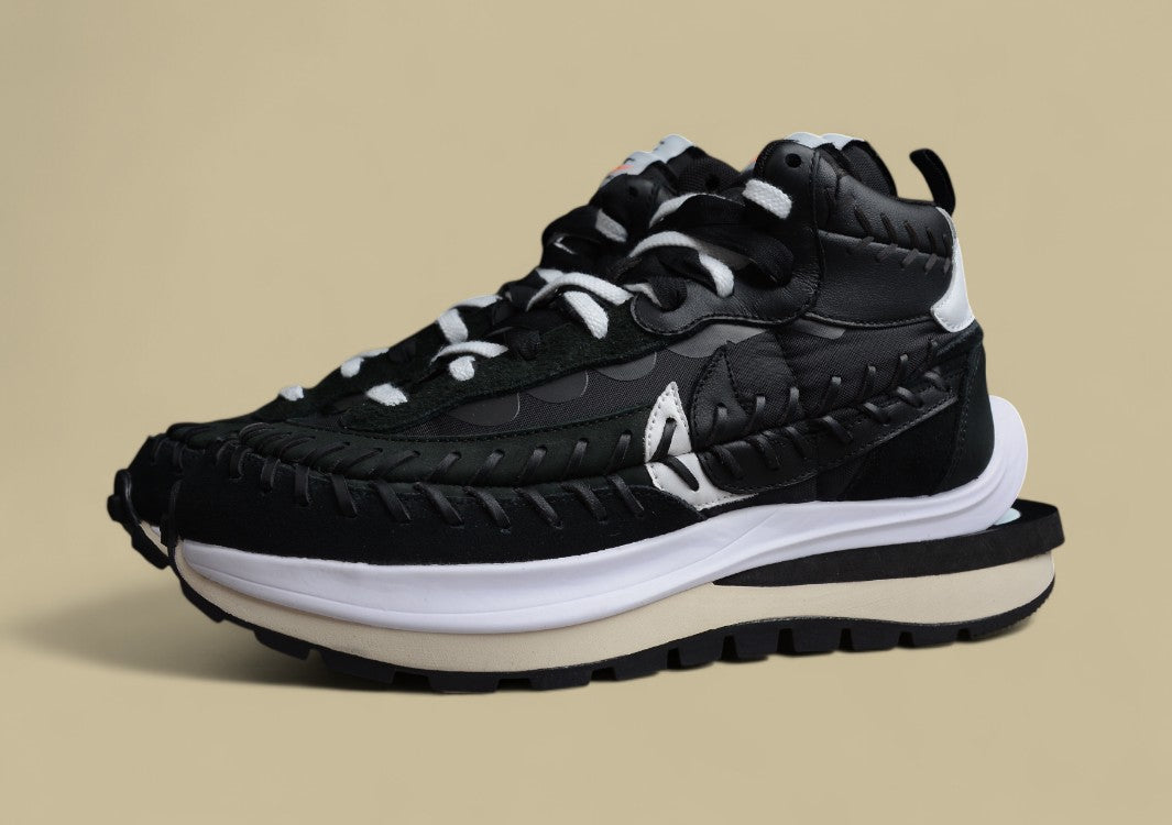 Sacai Jean Paul Gaultier NK VaporWaffle Triple Collab Black White Stitch