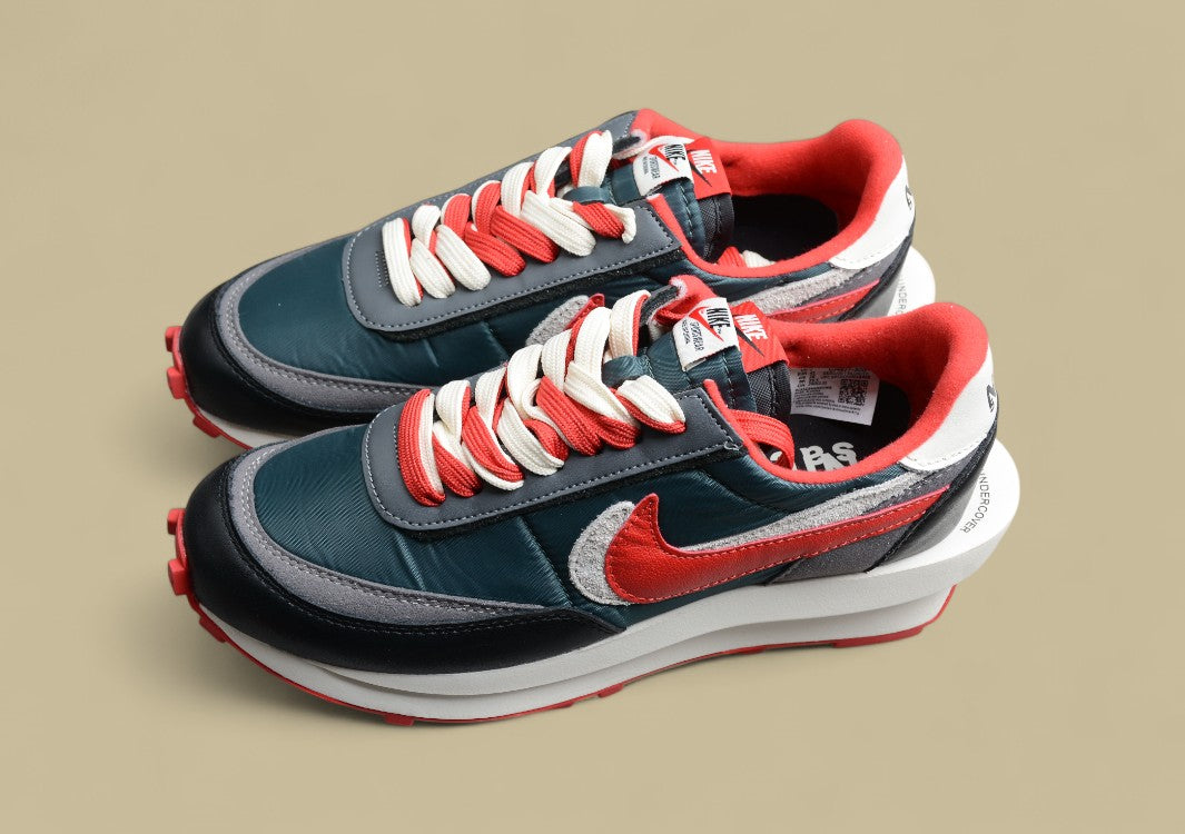 Sacai NK LDWaffle Midnight Spruce University Red Deconstructed Double Swoosh Takahashi Shield