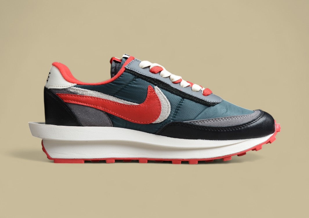 Sacai NK LDWaffle Midnight Spruce University Red Deconstructed Double Swoosh Takahashi Shield