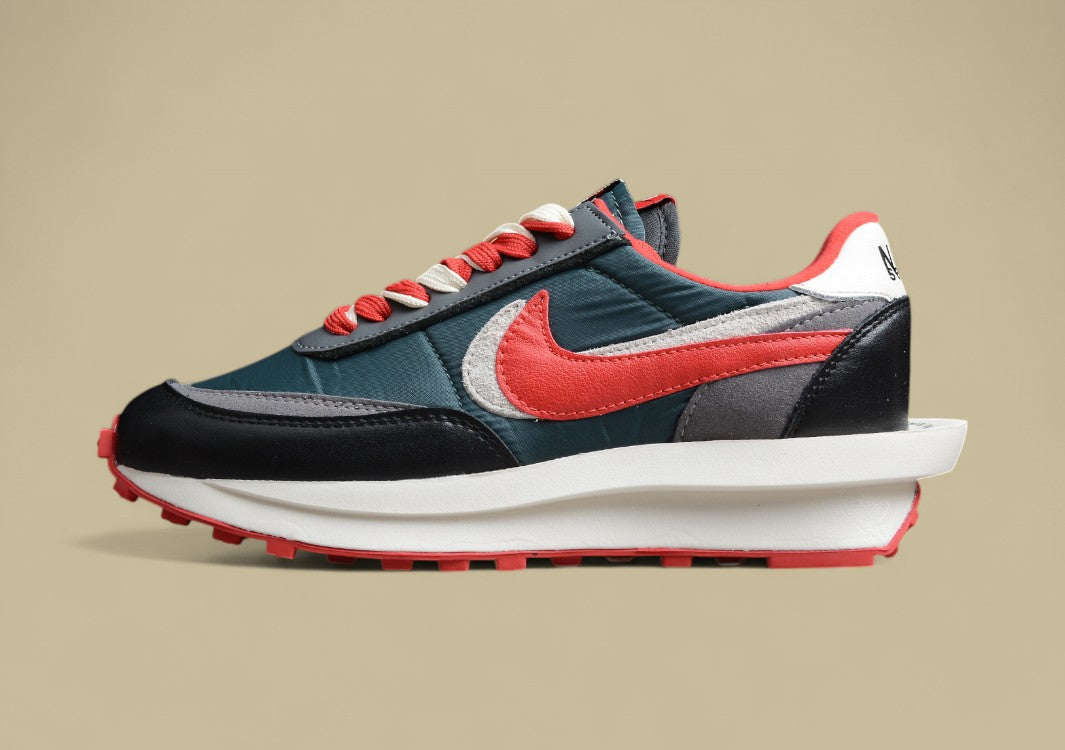 Sacai NK LDWaffle Midnight Spruce University Red Deconstructed Double Swoosh Takahashi Shield