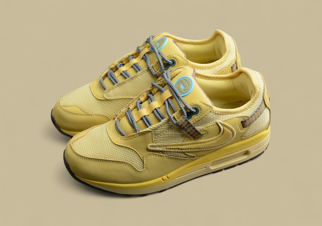 Travis Scott Joint Lemon Yellow Inverted Hook Max1 Air Cushion Shoes