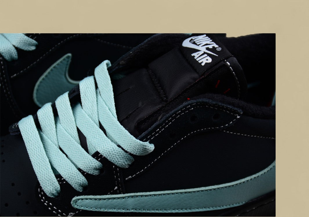 Travis Scott X Air Jordan 1 Low Og Tiffany Green Inverted Hook Low-top Basketball Shoes