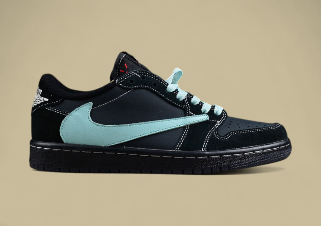 Travis Scott X Air Jordan 1 Low Og Tiffany Green Inverted Hook Low-top Basketball Shoes