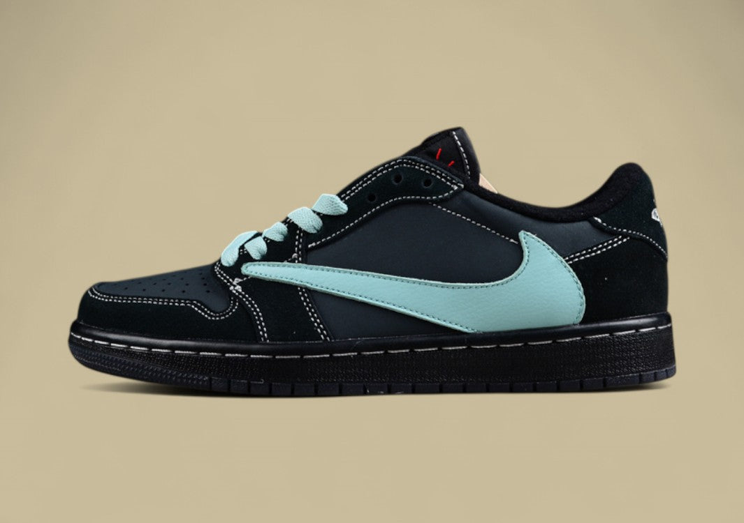 Travis Scott X Air Jordan 1 Low Og Tiffany Green Inverted Hook Low-top Basketball Shoes