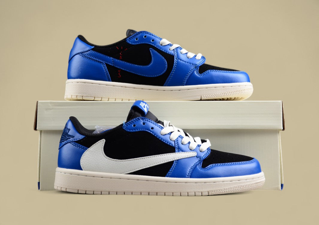 Travis Scott X Air Jordan 1 Low Three-party Joint Inverted Hook Military Blue