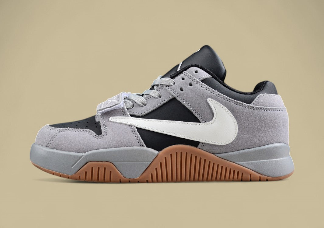 Travis Scott X Jordan Grey Cut The Check Inverted Hook Velcro Fashion Basketball Shoes