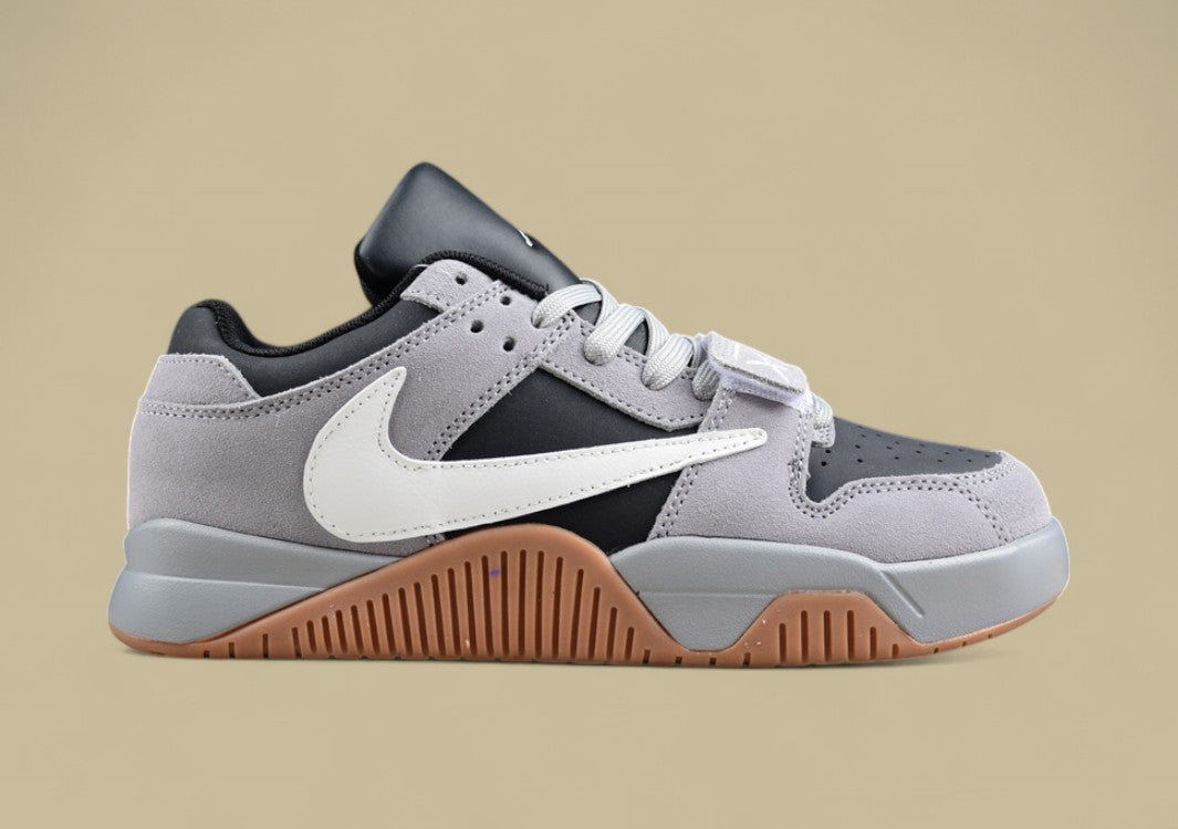 Travis Scott X Jordan Grey Cut The Check Inverted Hook Velcro Fashion Basketball Shoes