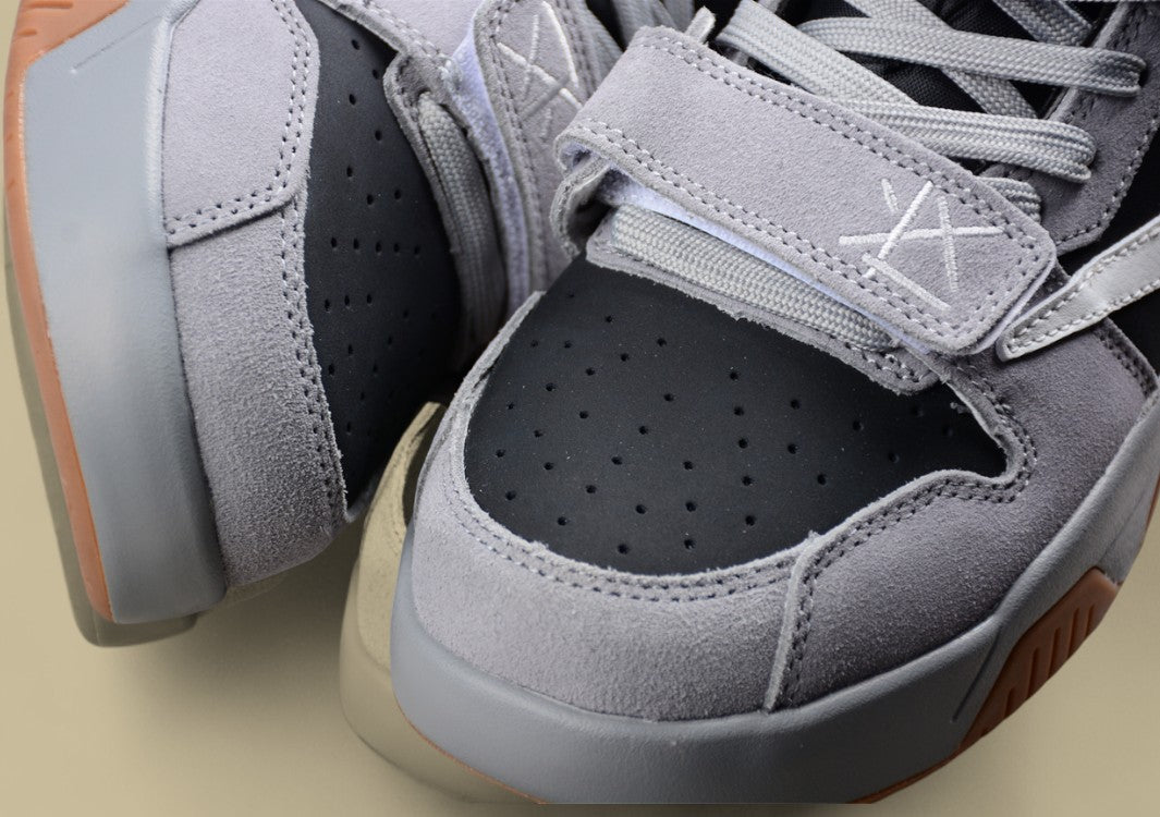 Travis Scott X Jordan Grey Cut The Check Inverted Hook Velcro Fashion Basketball Shoes