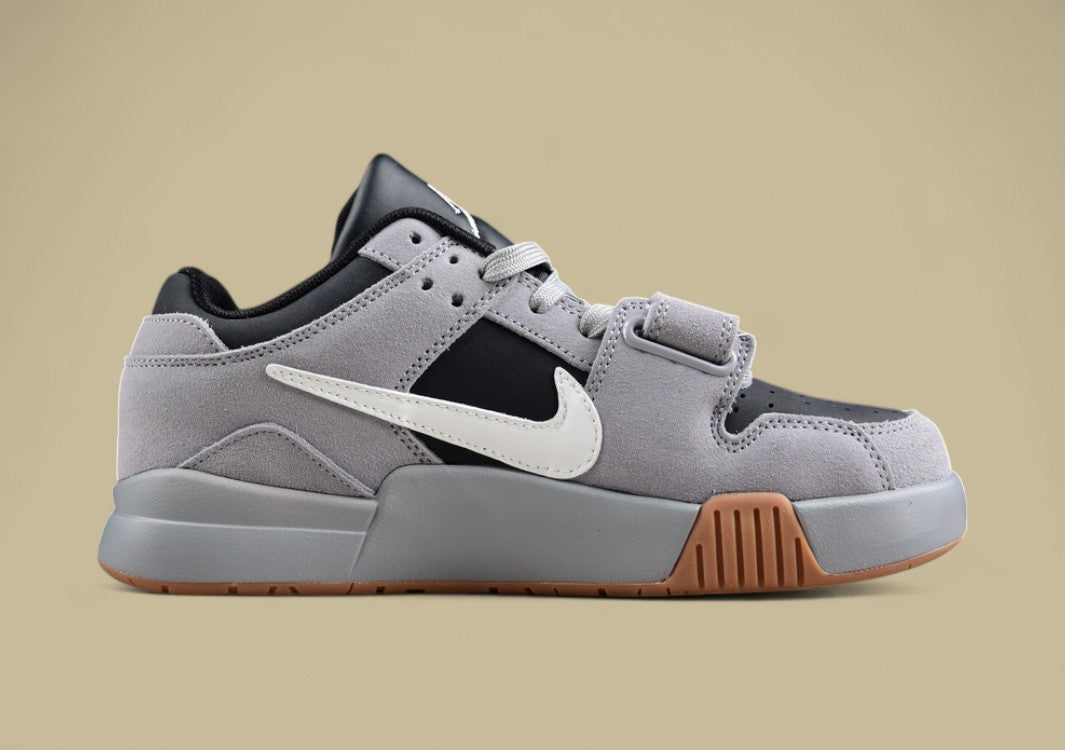 Travis Scott X Jordan Grey Cut The Check Inverted Hook Velcro Fashion Basketball Shoes