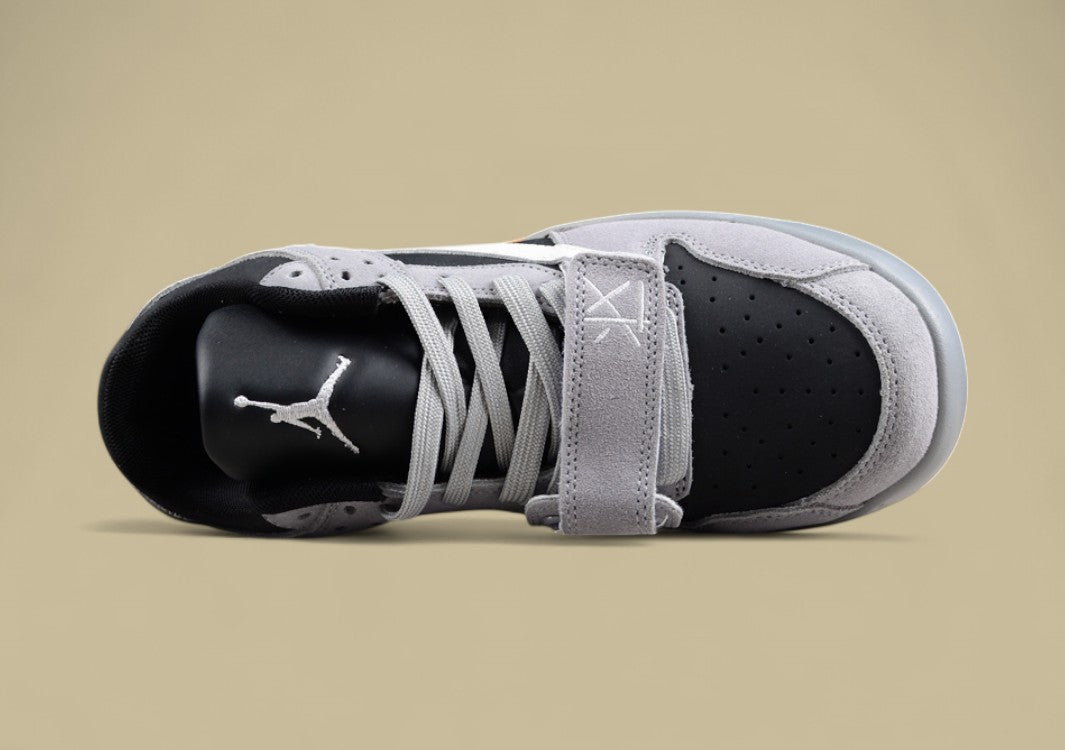 Travis Scott X Jordan Grey Cut The Check Inverted Hook Velcro Fashion Basketball Shoes