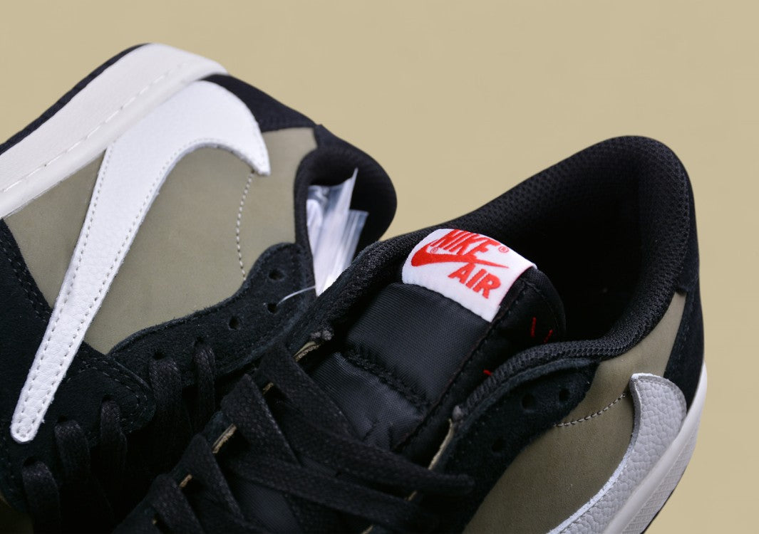 Travis Scott Xair Jordan 1 Low Og "Olive" Olive Green Casual Sports Basketball Shoes