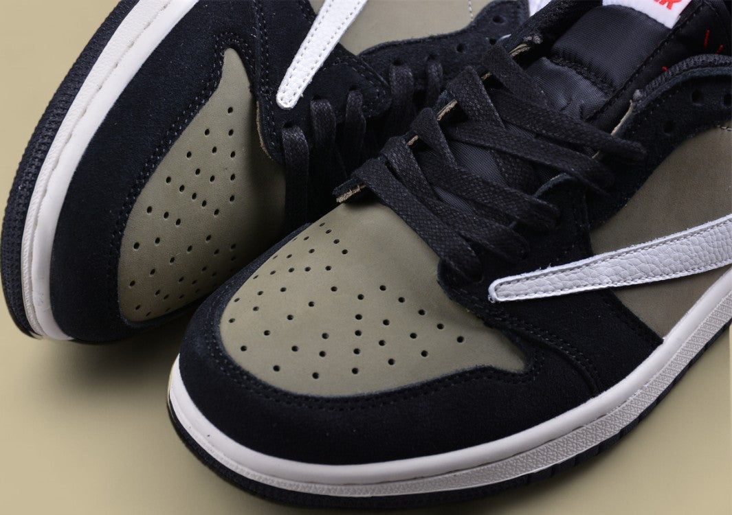 Travis Scott Xair Jordan 1 Low Og "Olive" Olive Green Casual Sports Basketball Shoes