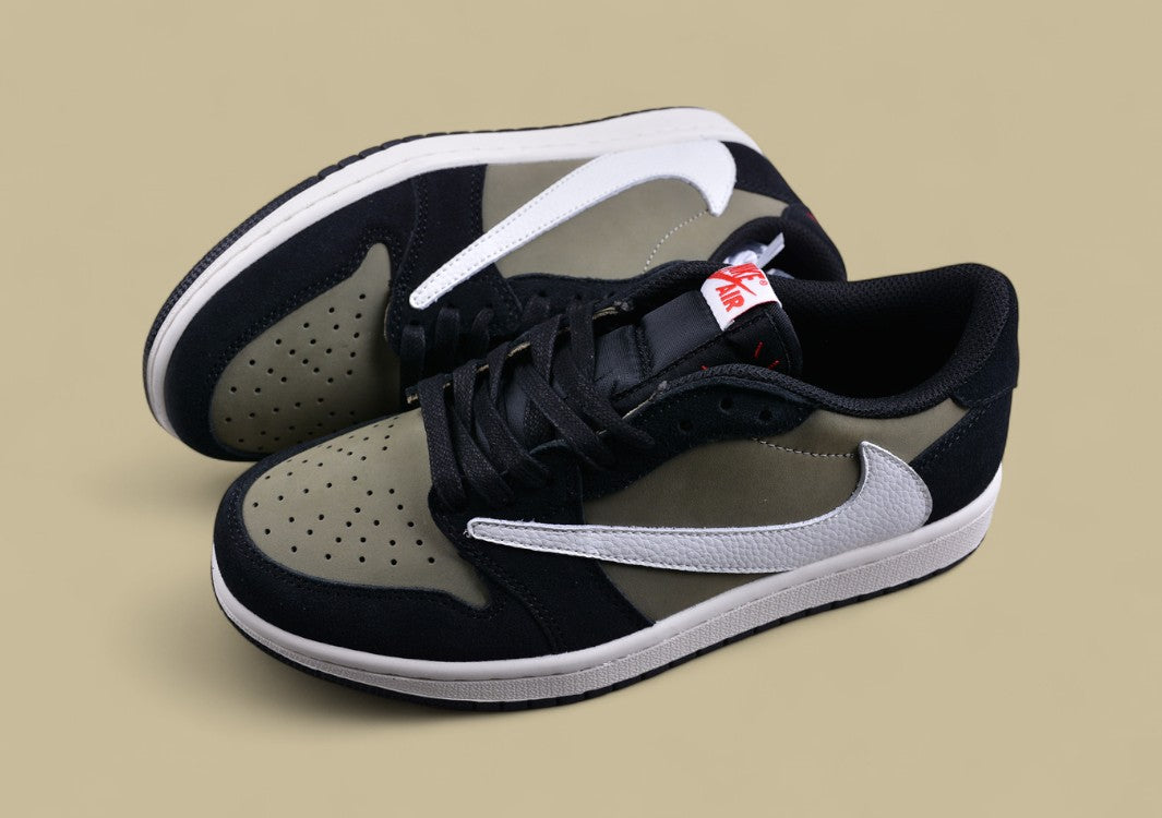 Travis Scott Xair Jordan 1 Low Og "Olive" Olive Green Casual Sports Basketball Shoes