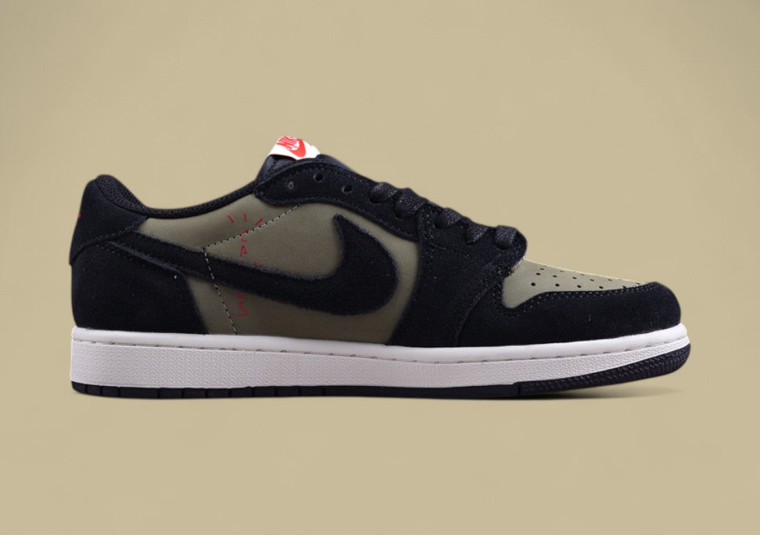 Travis Scott Xair Jordan 1 Low Og "Olive" Olive Green Casual Sports Basketball Shoes