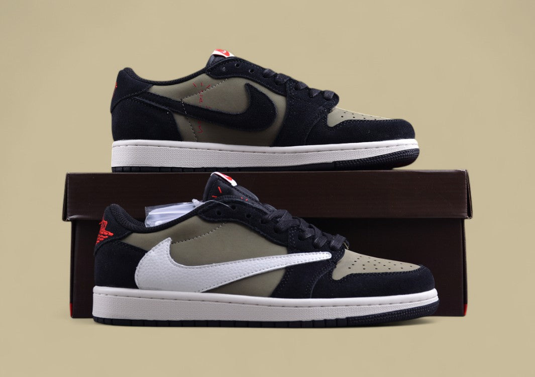 Travis Scott Xair Jordan 1 Low Og "Olive" Olive Green Casual Sports Basketball Shoes