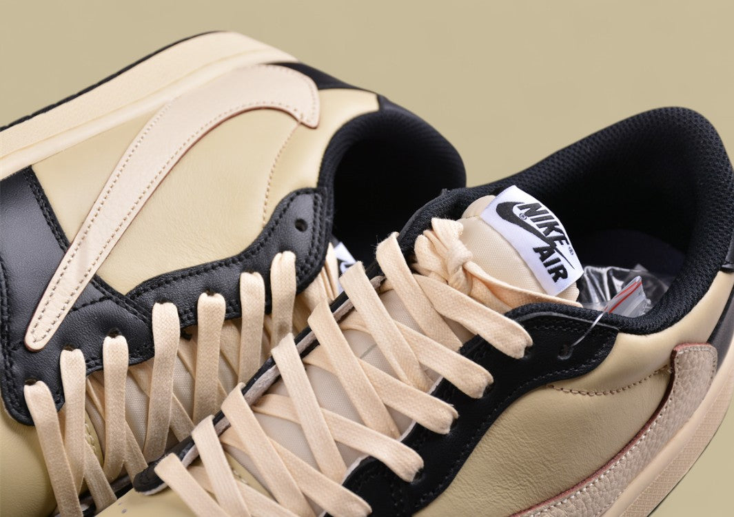 Travis Scott x Air Jordan 1 Low OG Inverted Hook Low Top Black Tan Reps