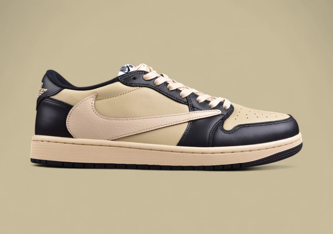 Travis Scott x Air Jordan 1 Low OG Inverted Hook Low Top Black Tan Reps