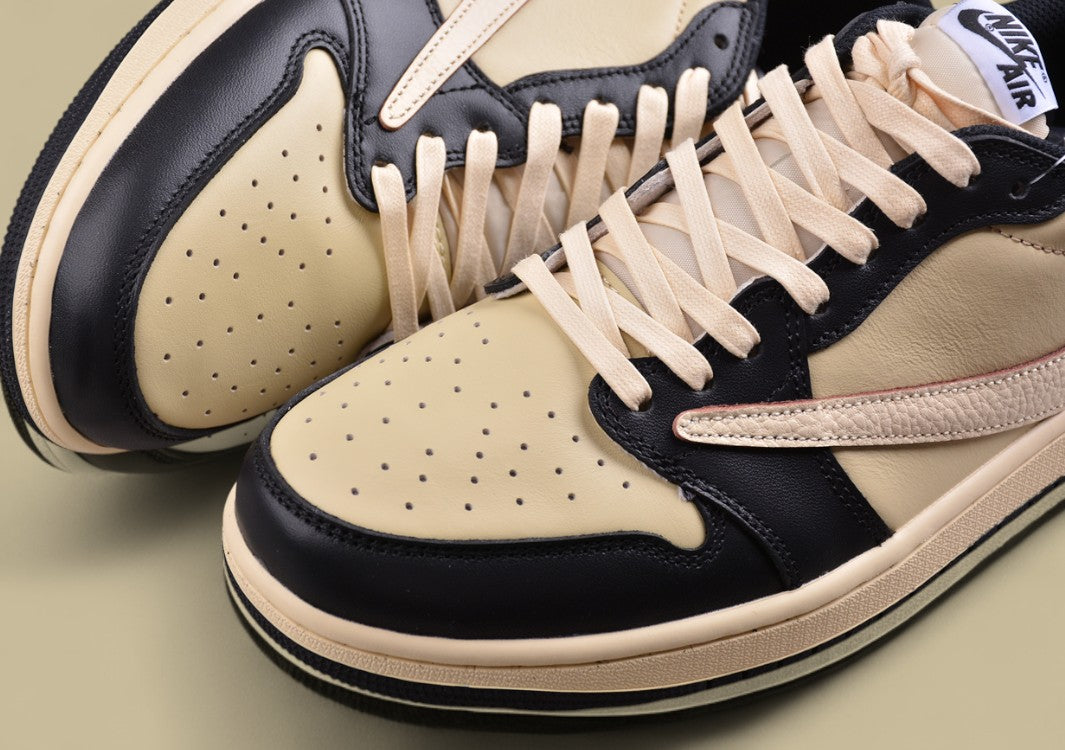Travis Scott x Air Jordan 1 Low OG Inverted Hook Low Top Black Tan Reps