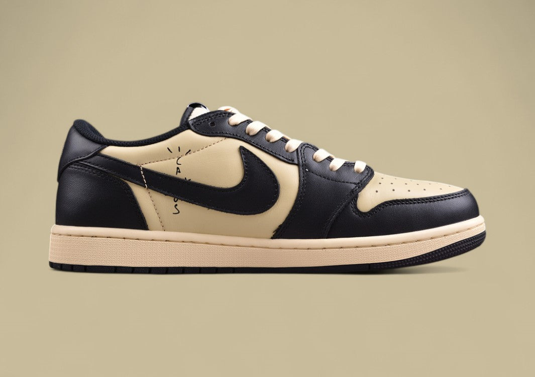 Travis Scott x Air Jordan 1 Low OG Inverted Hook Low Top Black Tan Reps