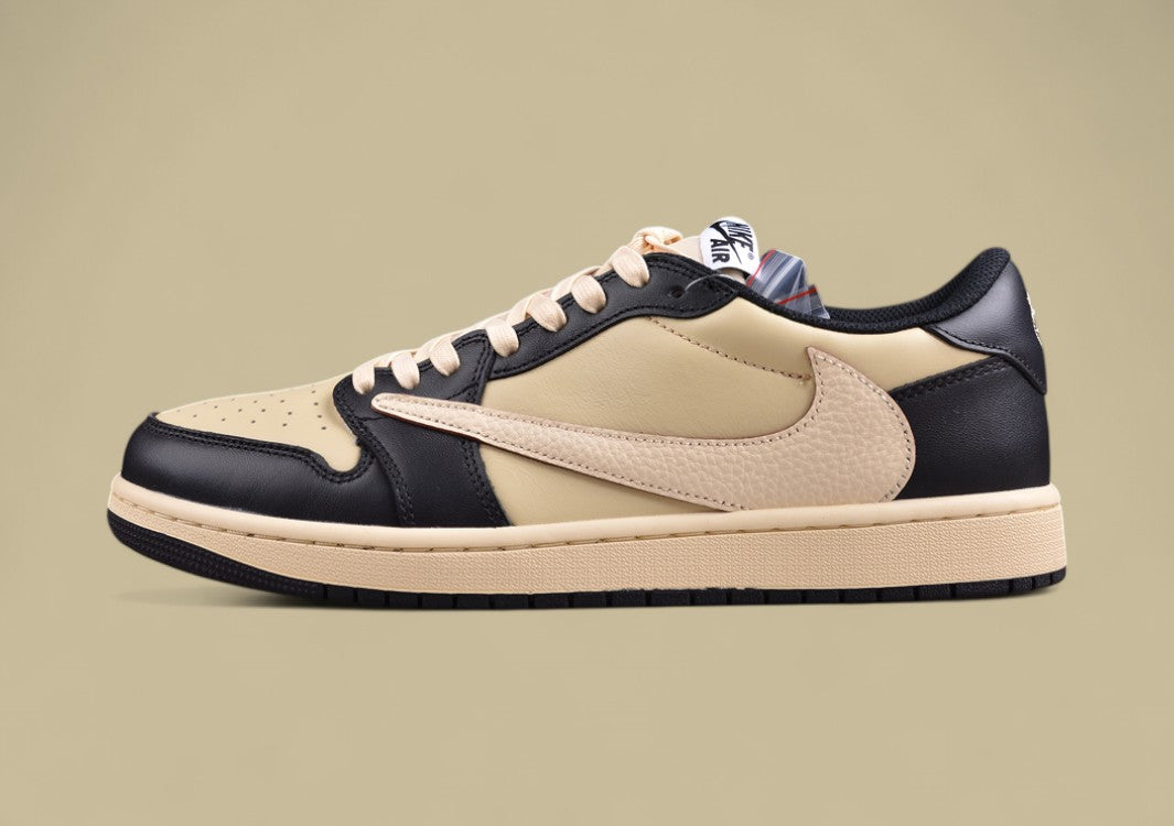 Travis Scott x Air Jordan 1 Low OG Inverted Hook Low Top Black Tan Reps
