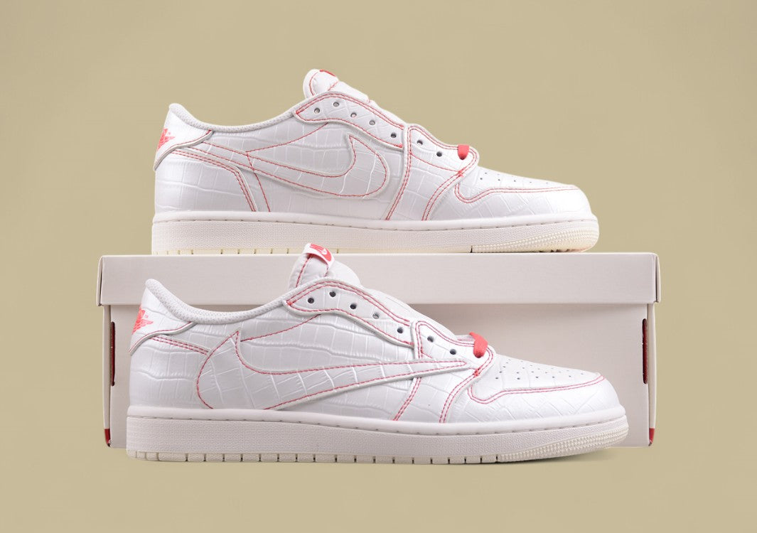 Travis Scott x Air Jordan 1 Low OG Low-top White Croc Red