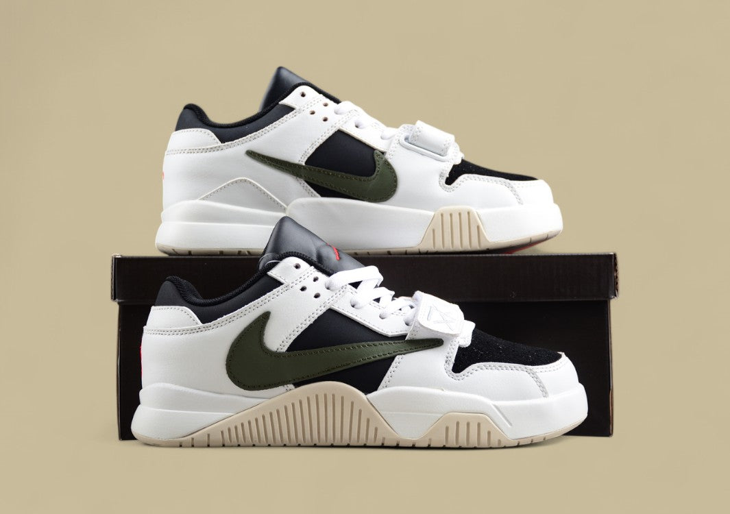 Travis Scott x Jordan Olive Cut The Check Inverted Hook Velcro Fashion Basketball Shoes