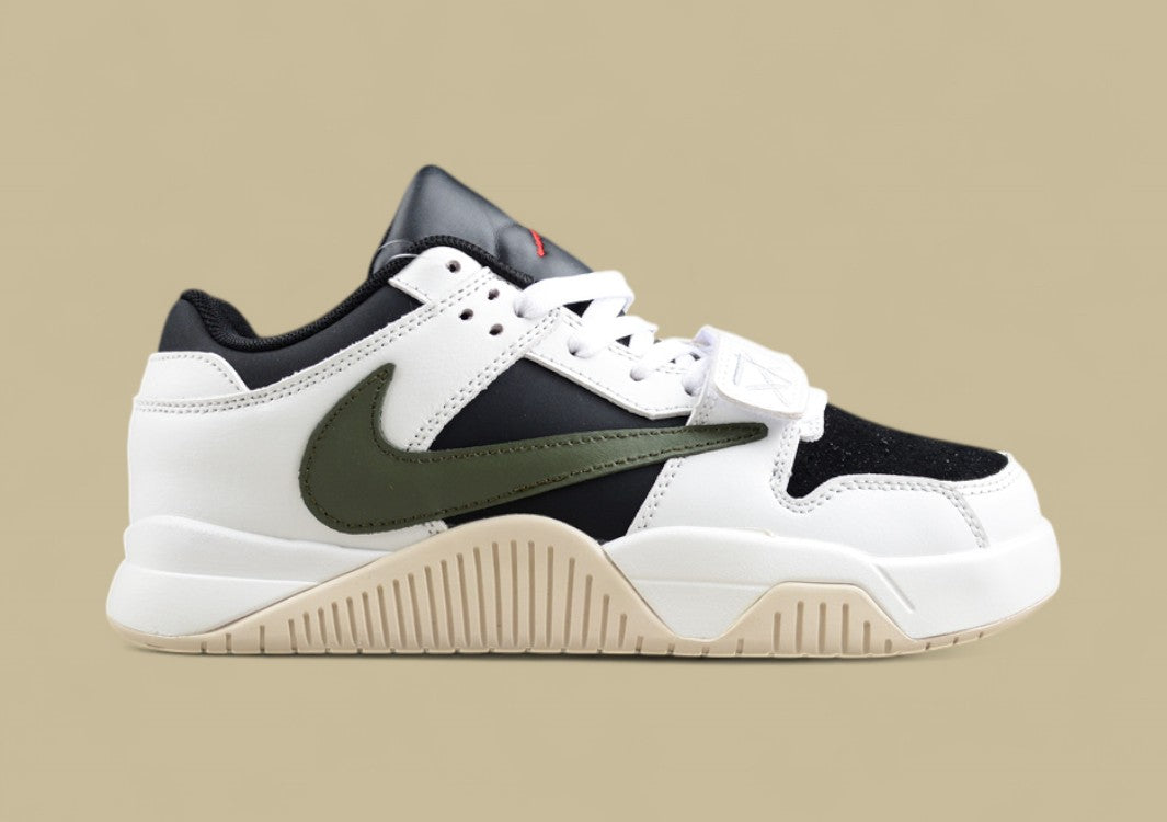 Travis Scott x Jordan Olive Cut The Check Inverted Hook Velcro Fashion Basketball Shoes