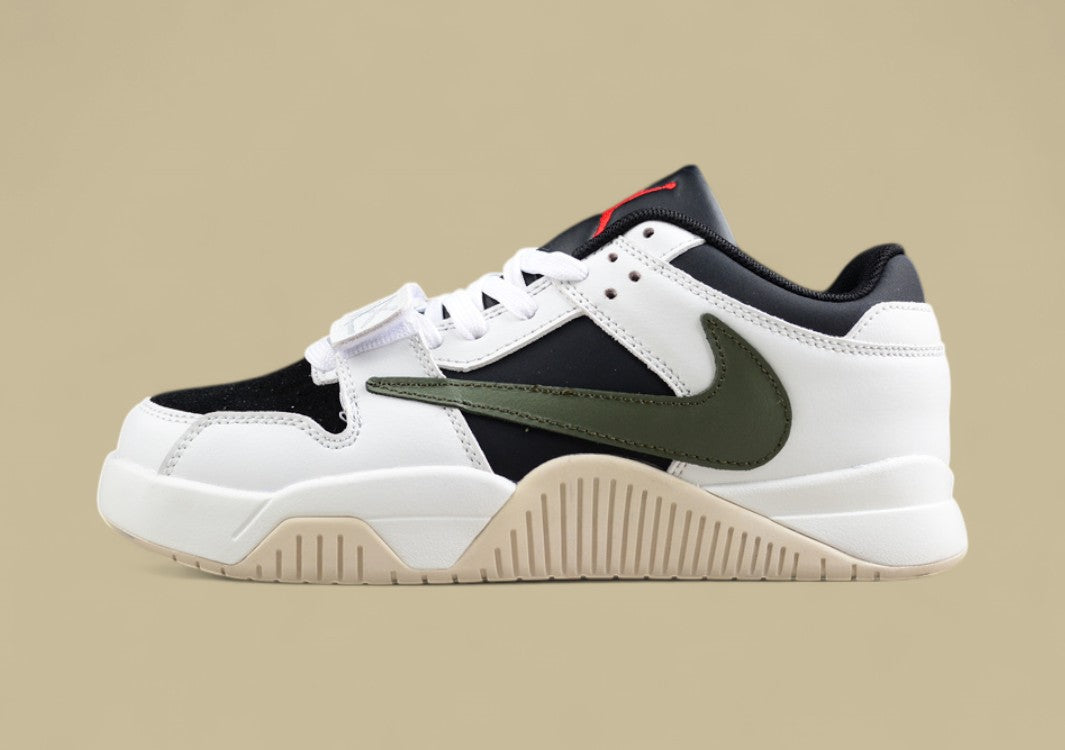 Travis Scott x Jordan Olive Cut The Check Inverted Hook Velcro Fashion Basketball Shoes