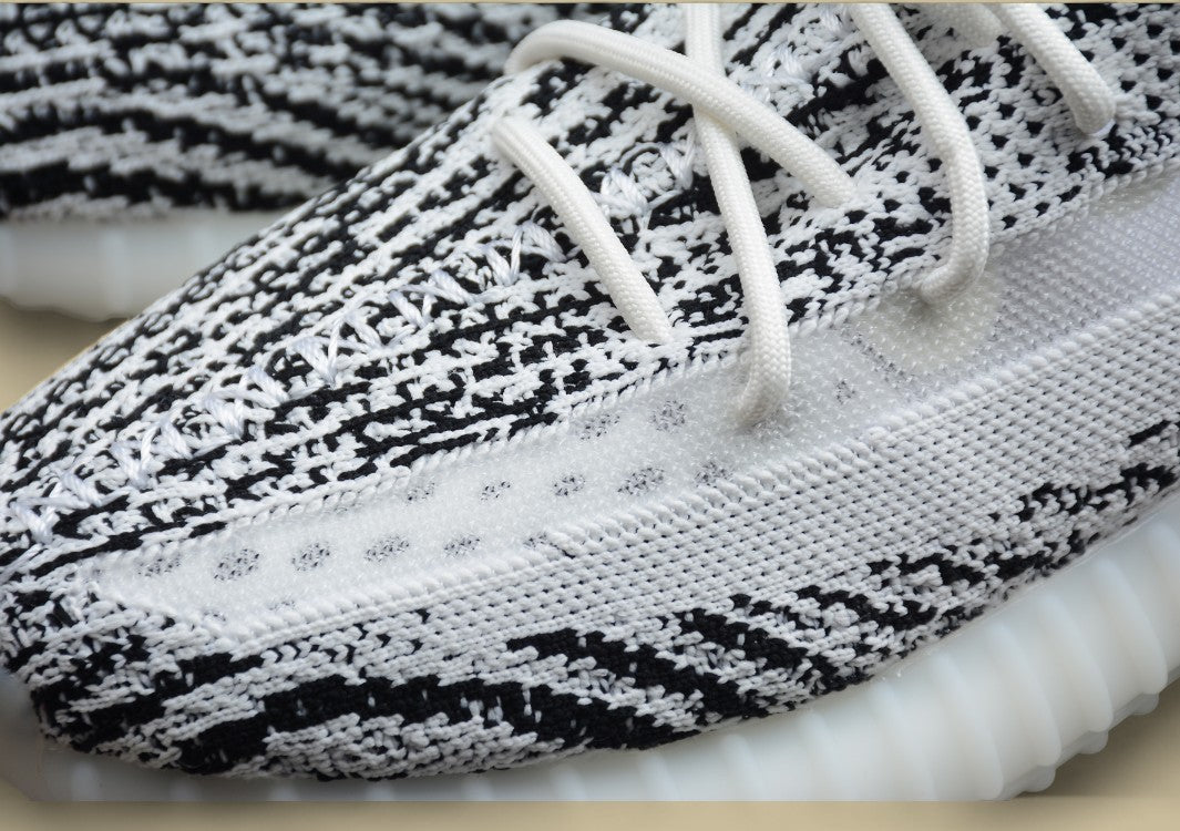 Yeezy 350 Coconut Black and White Leopard Print Hollow Silk Edition