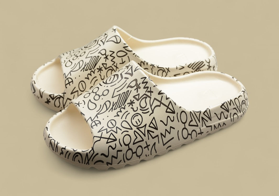 Yeezy Slide Coconut Slippers Bone White Graffiti