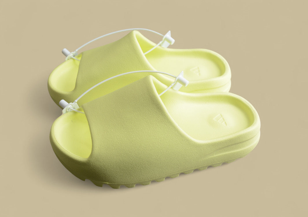 Yeezy Slide "Glow Green" Trendy Slippers Fluorescent Green Grainy Matte Coconut Half-slipper
