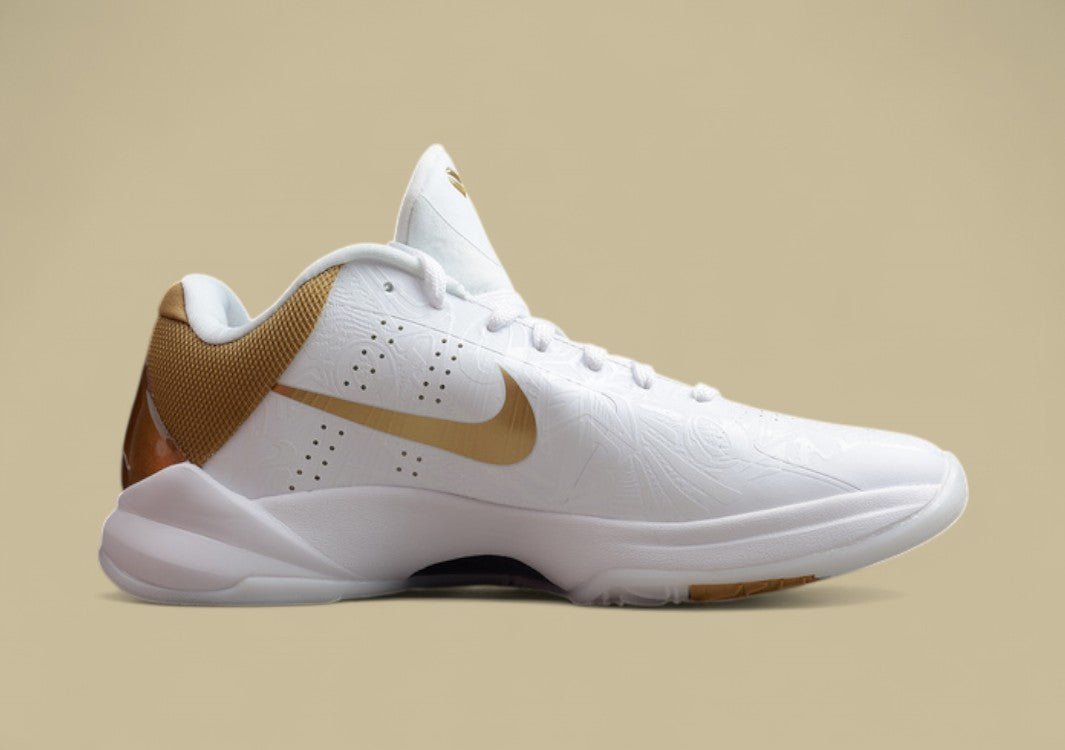 Zoom Kobe 5 Big Stage Home White/Metallic Gold