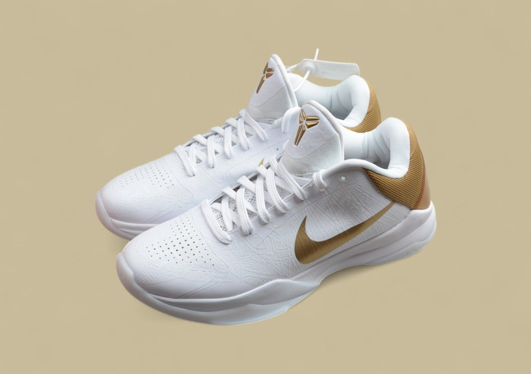 Zoom Kobe 5 Big Stage Home White/Metallic Gold