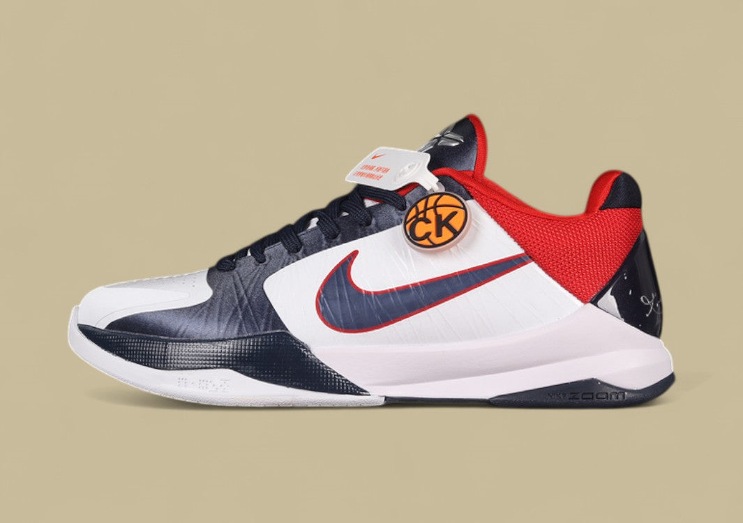 Zoom Kobe 5 USA White/Obsidian/Sport Red