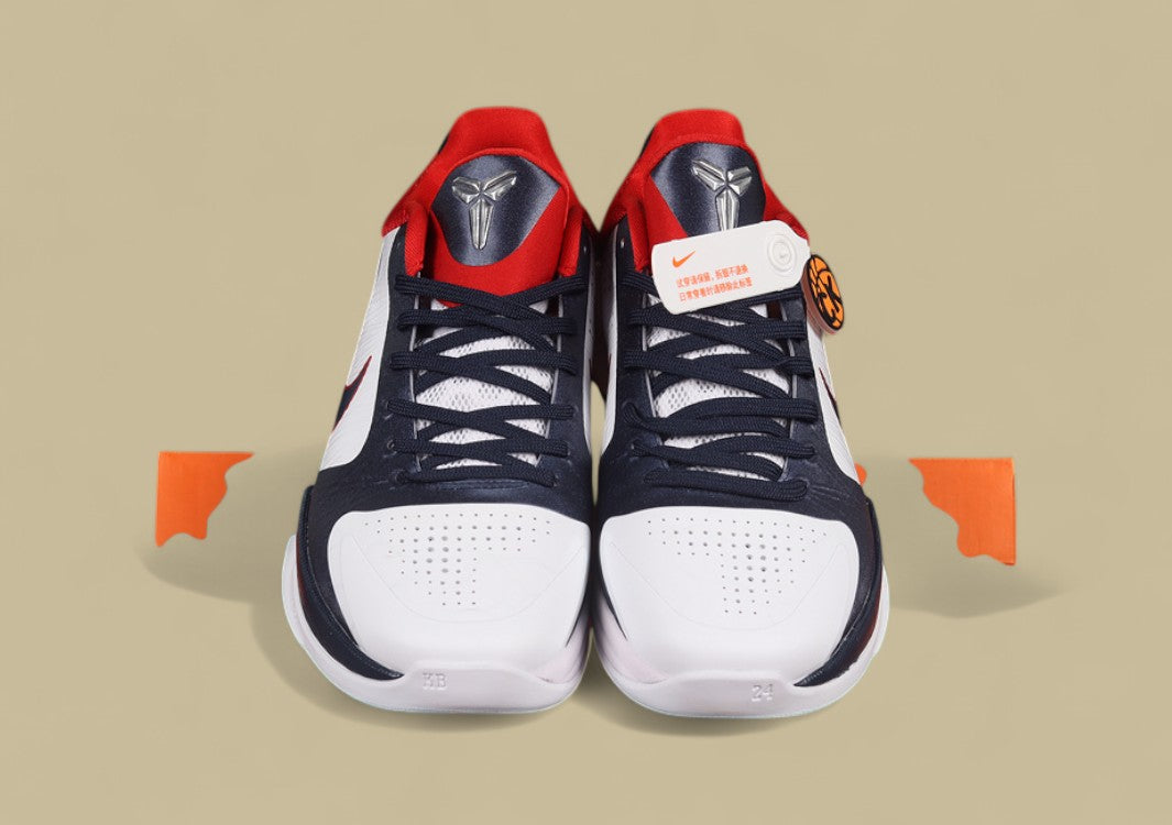 Zoom Kobe 5 USA White/Obsidian/Sport Red