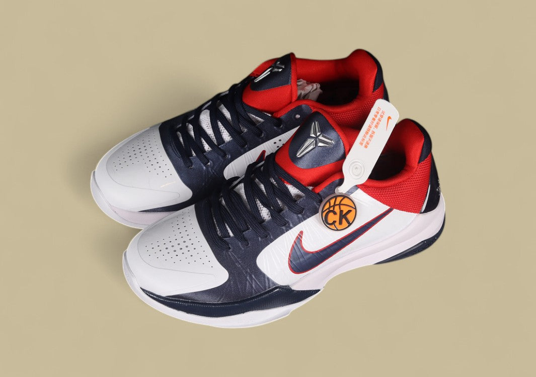 Zoom Kobe 5 USA White/Obsidian/Sport Red