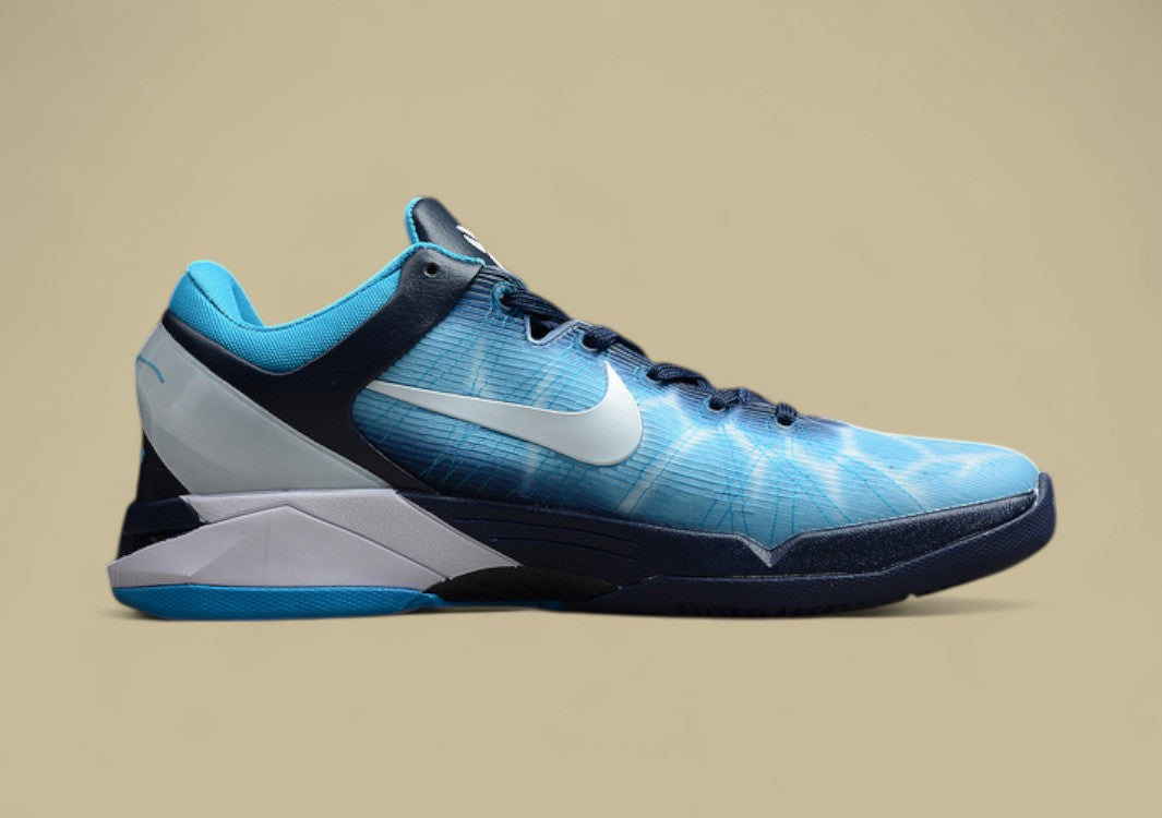Zoom Kobe 7 System Shark Obsidian/White/Blue Grey-Current Blue