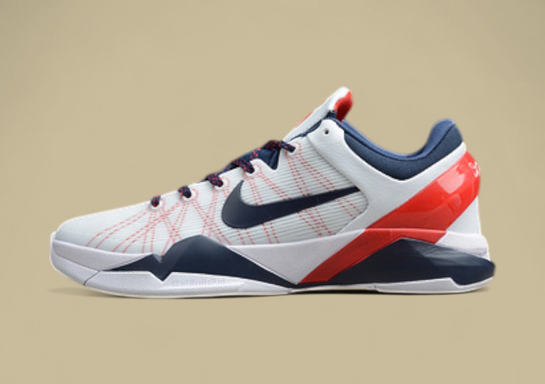 Zoom Kobe VII System White/Obsidian-University Red-Pure Platinum