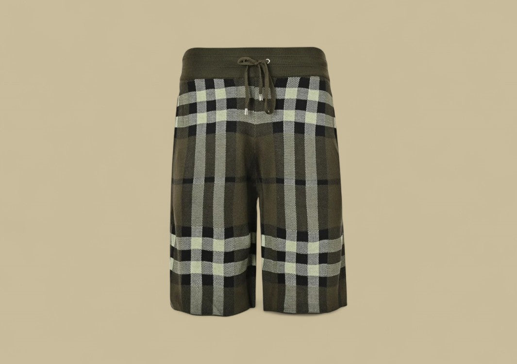 Burberry 24SS Classic Big Check Knit Shorts – Olive Green