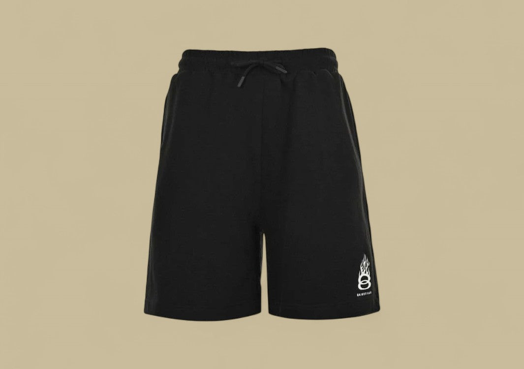 alenciaga 24SS Embroidery Flame Logo Shorts – Black
