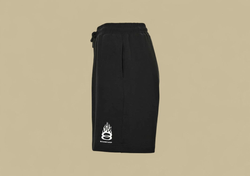 alenciaga 24SS Embroidery Flame Logo Shorts – Black