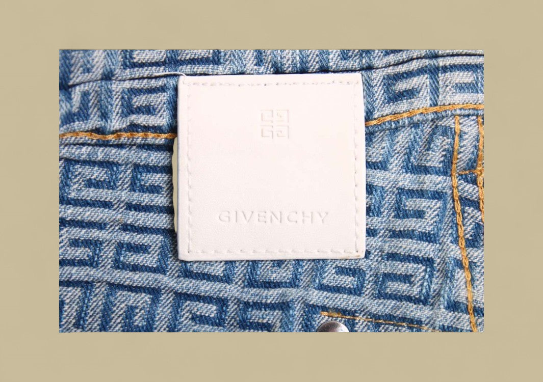 Givenchy 23SS 4G Full GG Logo Jacquard Weave Denim Shorts – Light Blue