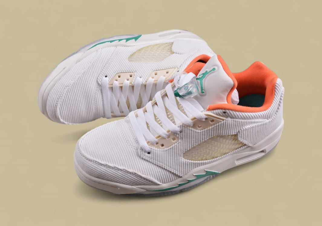 Air Jordan 5 Retro Corduroy White Green & Orange